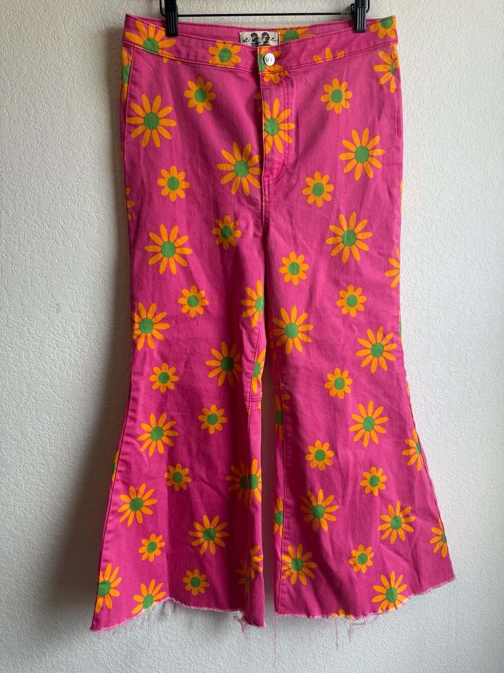 We The Free Youthquake Printed Crop Flare Jeans in Lipstick Combo Daisy Pattern
